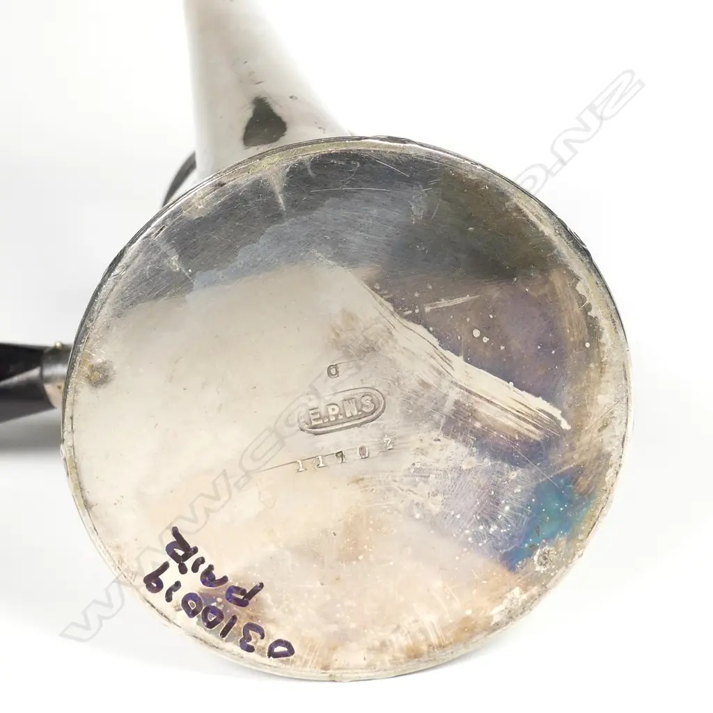 A pair of Edwardian silver plate chocolate pots Image 1++