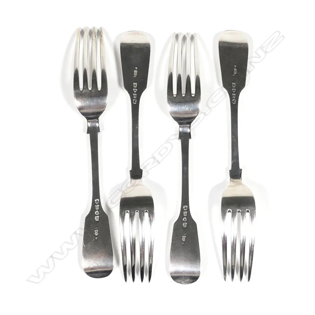 Four Victorian silver table forks Image 1++