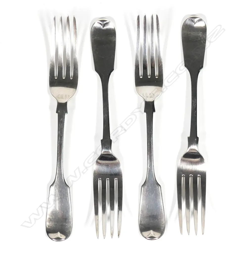 Four Victorian silver table forks Image 1++