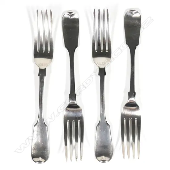 Four Victorian silver table forks