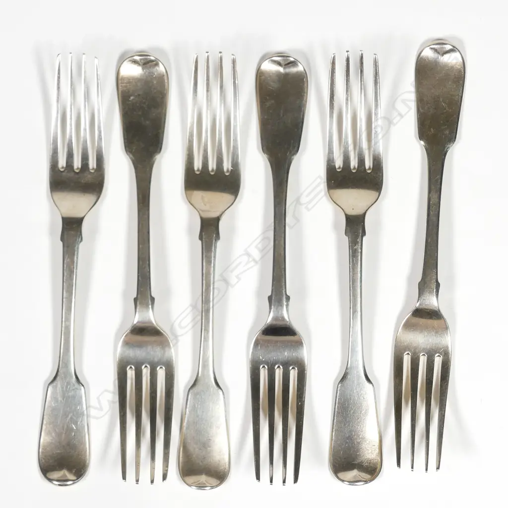 Six Georgian silver dessert forks Image 1++