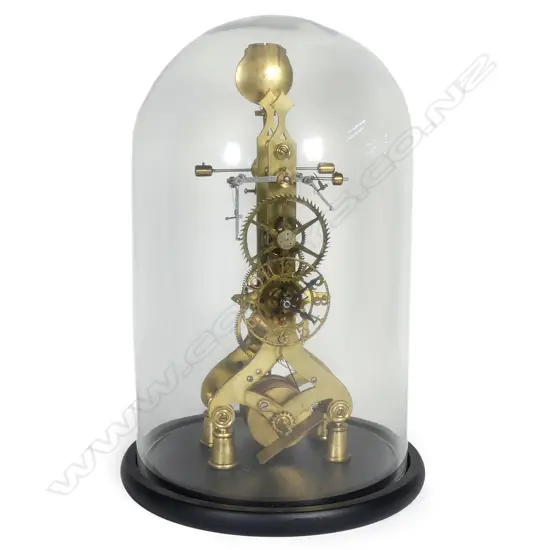 A brass skeleton clock