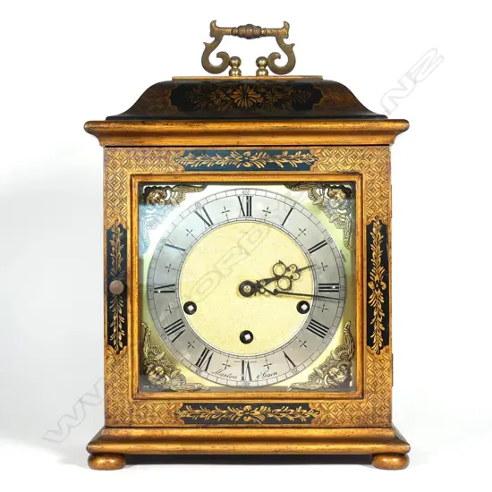 A Georgian style chinoiserie bracket clock
