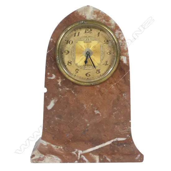 An early 20thC Omega marble lancet clock