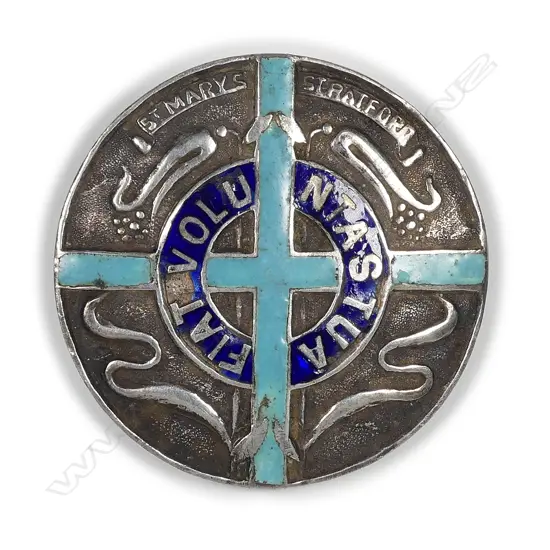 An early 20thC New Zealand silver and enamel school badge by Alf Skeates