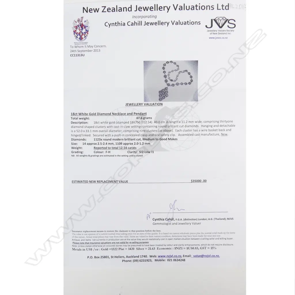 An impressive 18ct. gold white gold and multi-diamond pendant necklace Image 1++