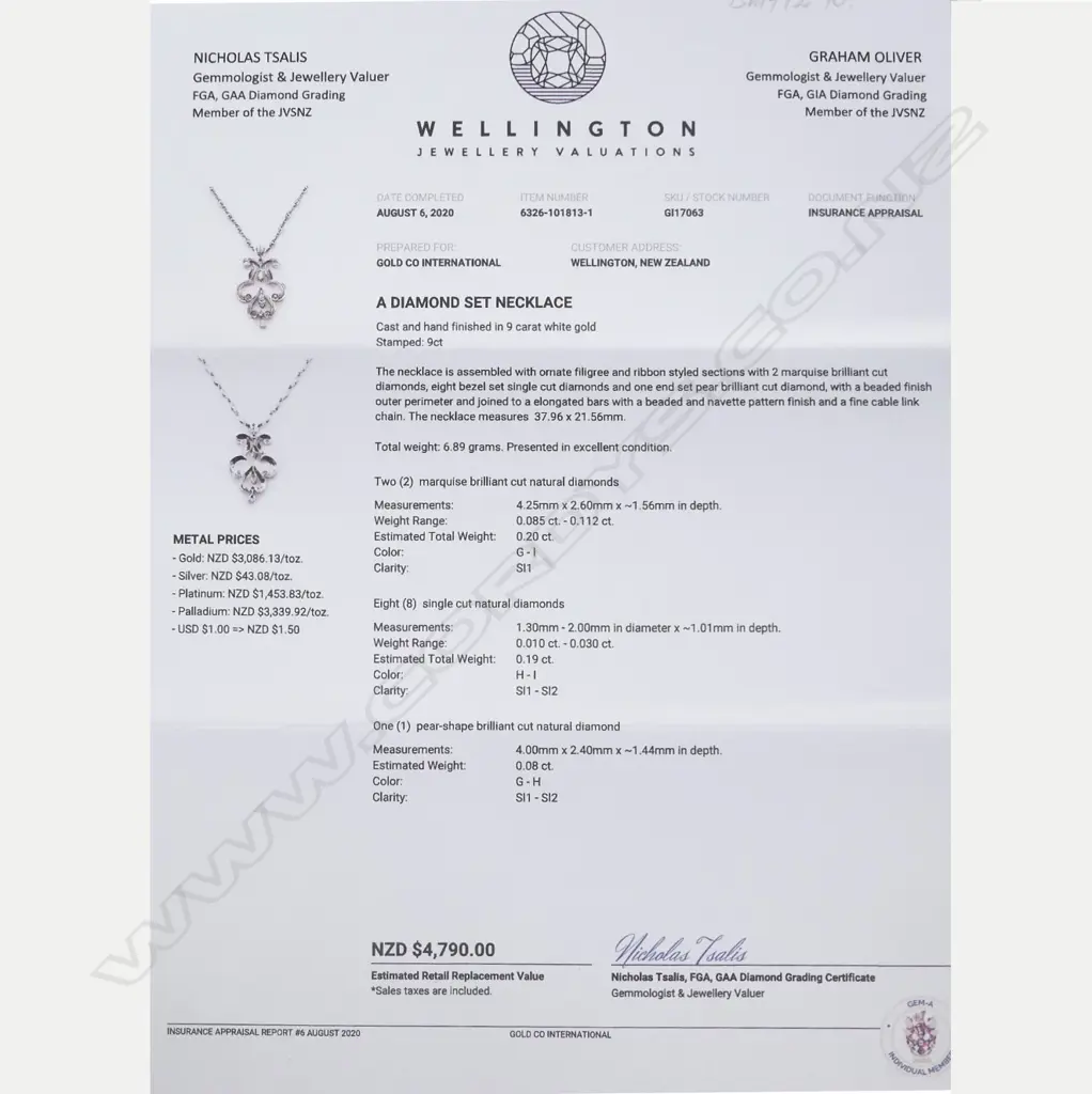 A 9ct white gold diamond set necklace Image 1++