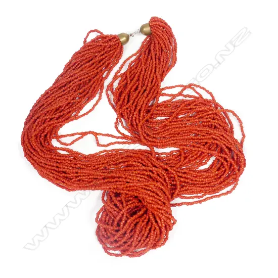 A vintage multi-strand coral necklace