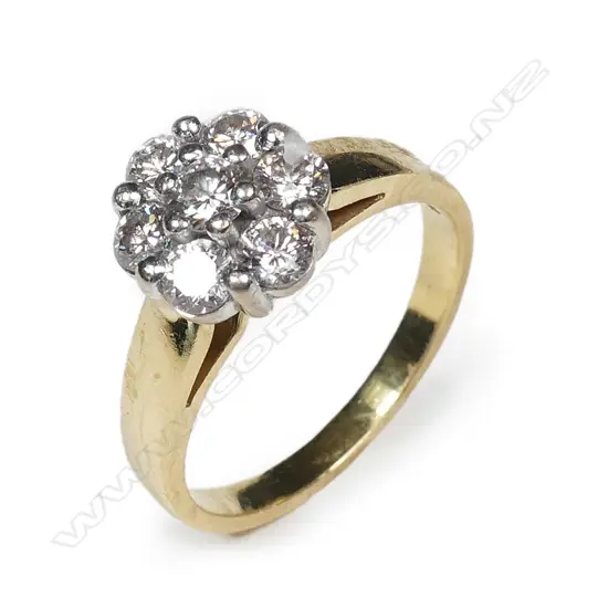 A vintage 18ct diamond cluster ring
