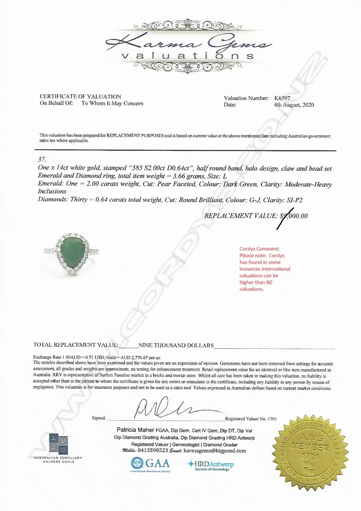 A 14ct white gold emerald and diamond halo ring Image 1++