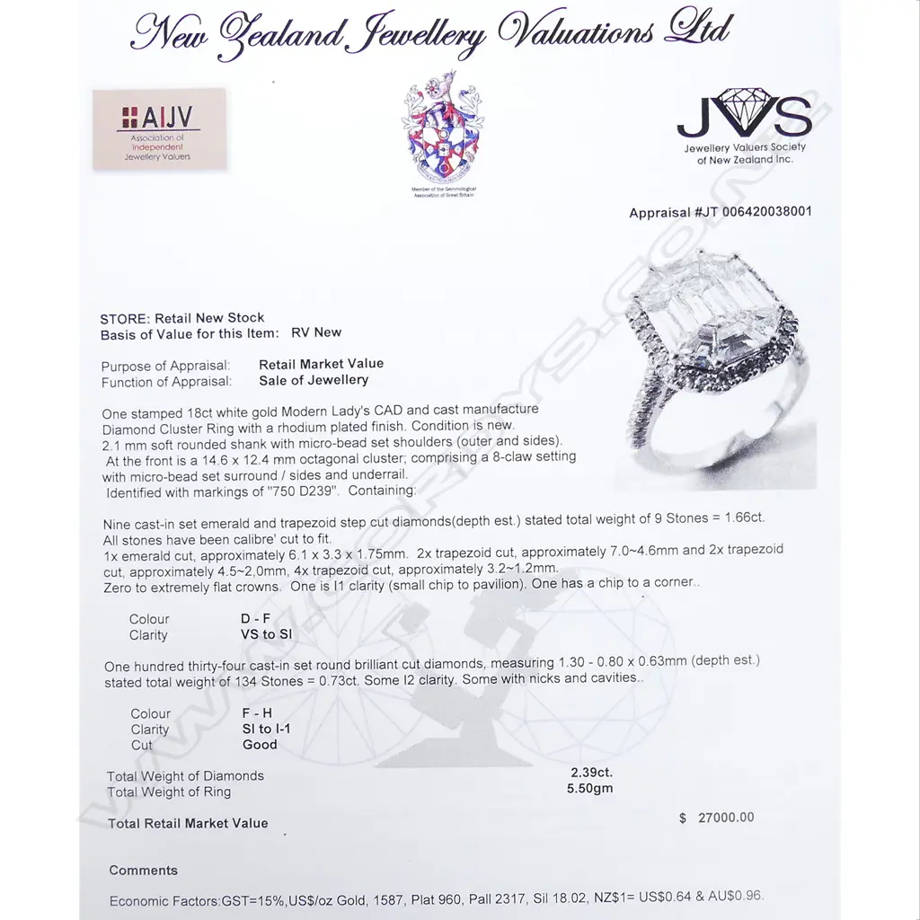 A modern 18ct. white gold and diamond set large diamond cluster ring Image 1++