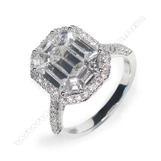 A modern 18ct. white gold and diamond set large diamond cluster ring