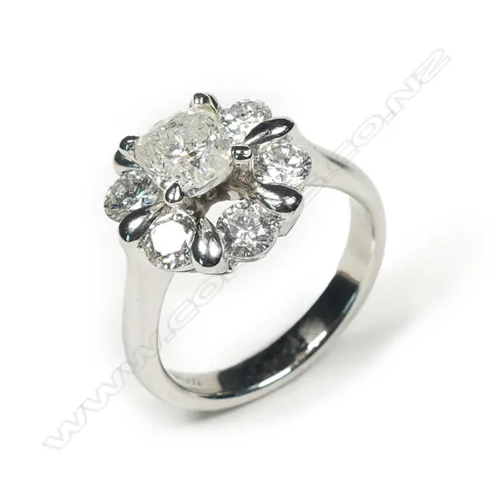 A platinum and diamond ring