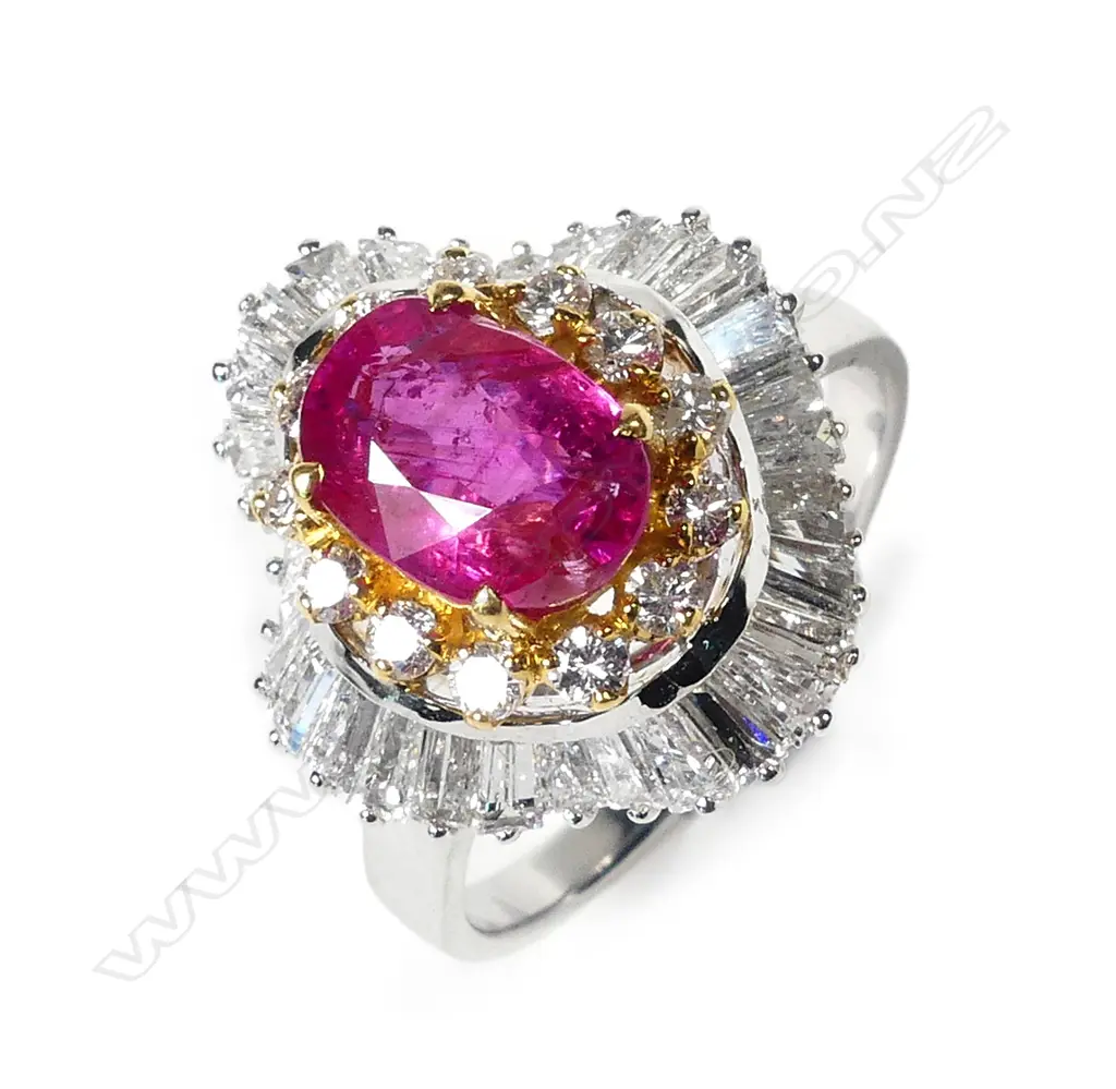 An impressive 2.52ct Burmese ruby and diamond ring Image 1++