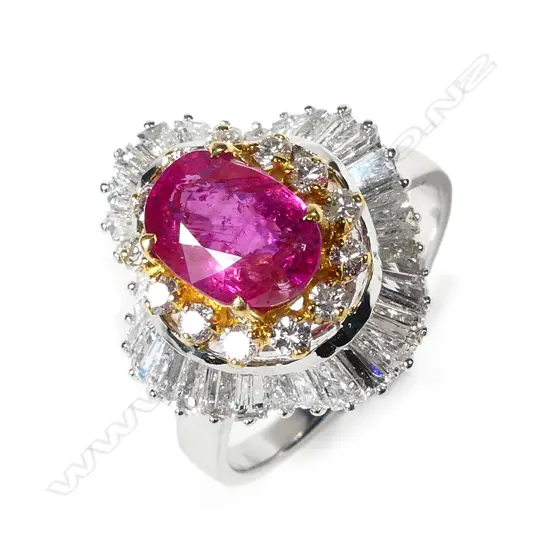 An impressive 2.52ct Burmese ruby and diamond ring