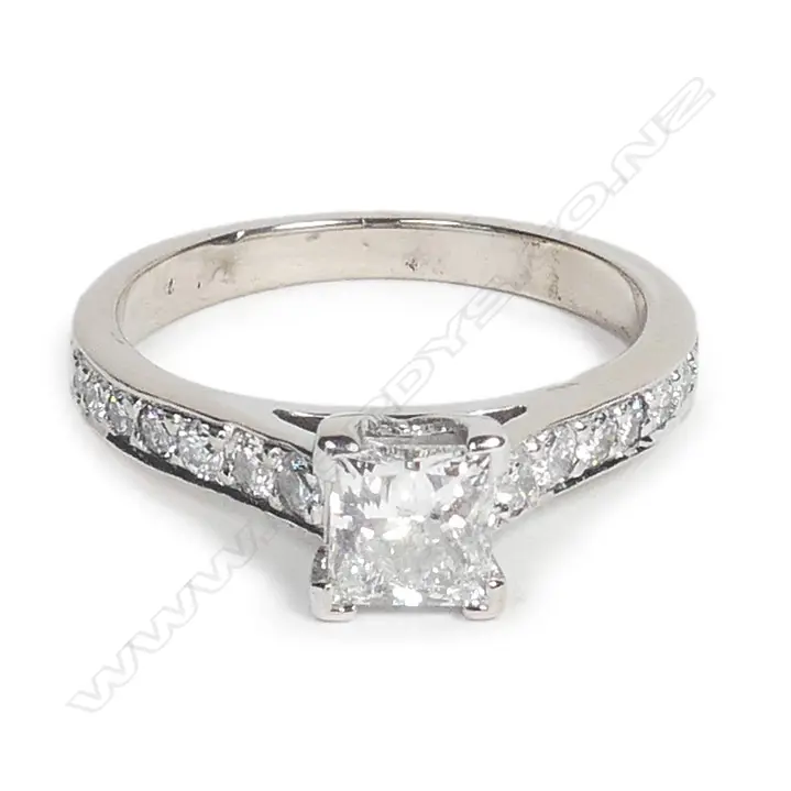 An 18ct. white gold solitaire diamond ring Image 1++