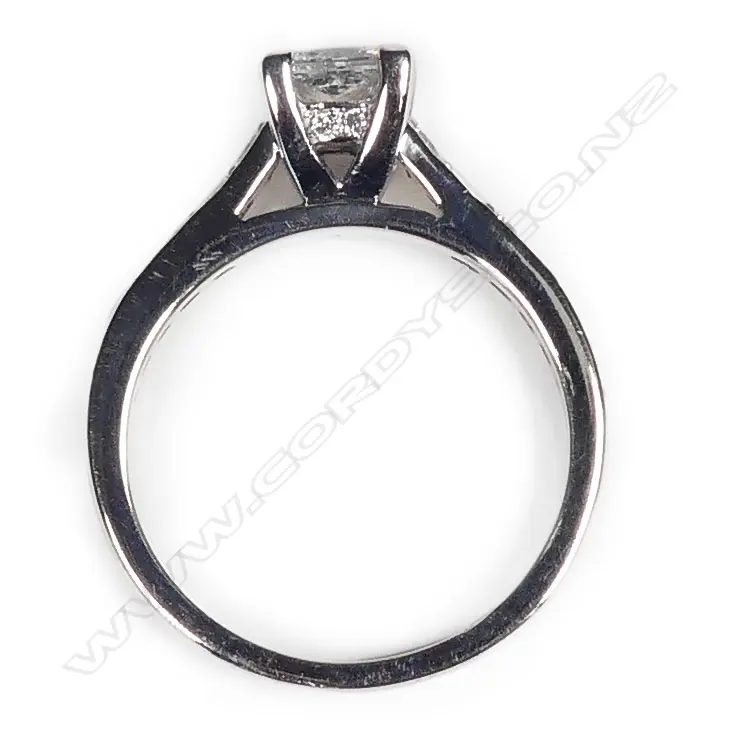 An 18ct. white gold solitaire diamond ring Image 1++