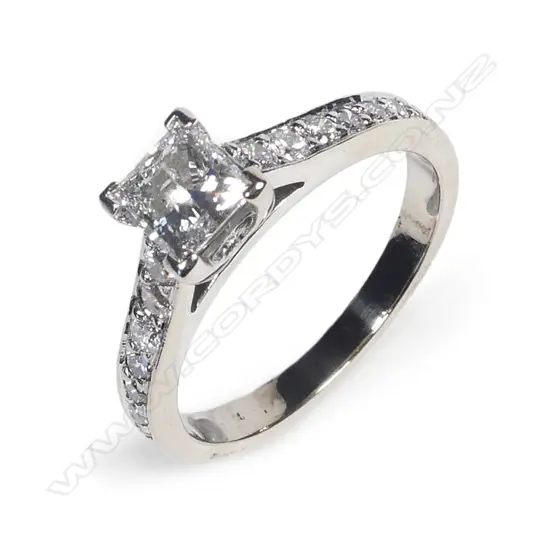 An 18ct. white gold solitaire diamond ring