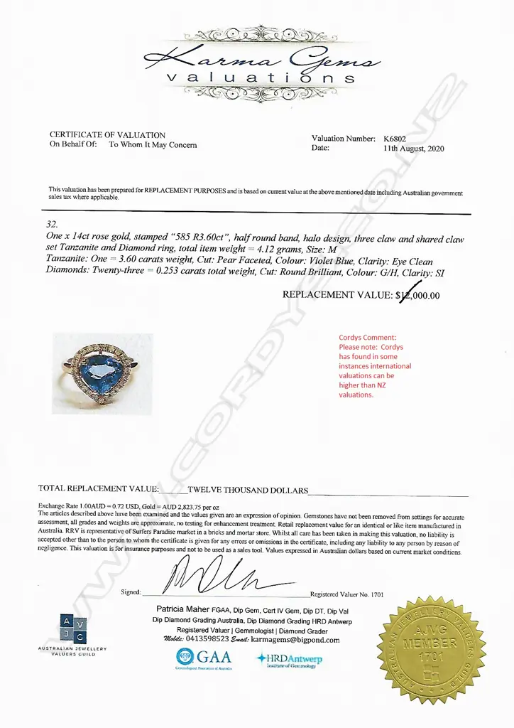 A 14ct rose gold tanzanite and diamond ring Image 1++