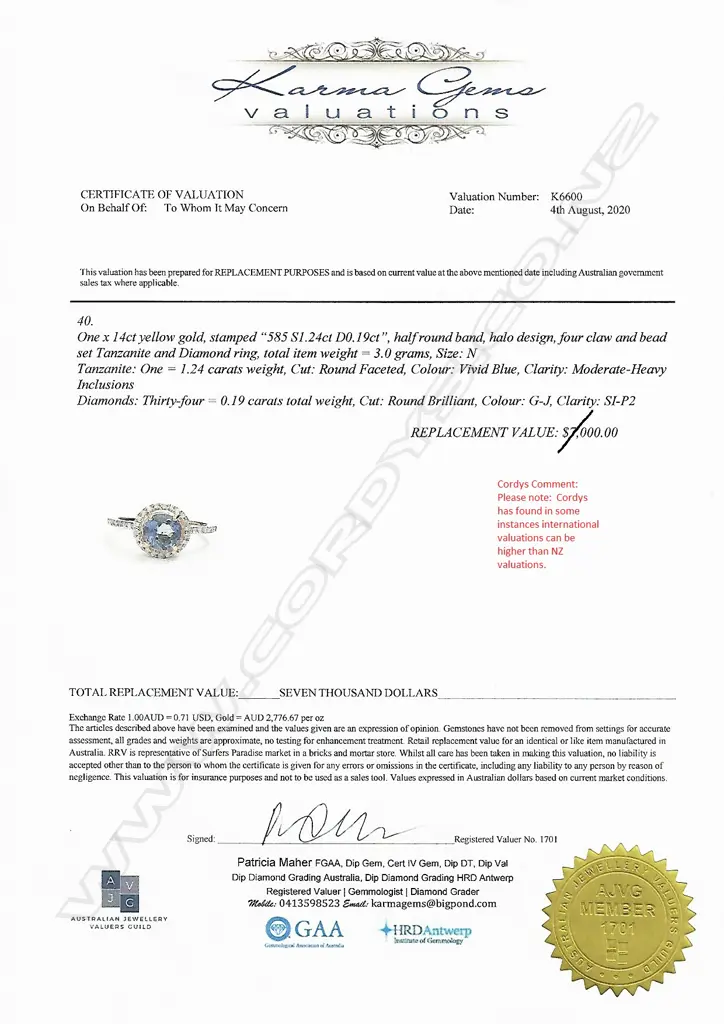 A 14ct gold tanzanite and diamond halo ring Image 1++