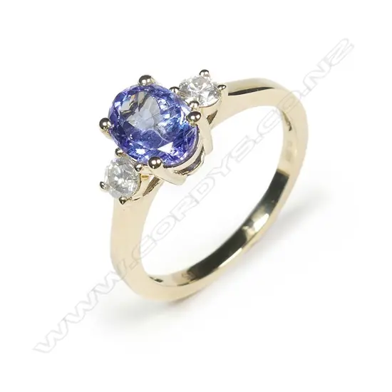 A 14ct gold tanzanite and diamond ring