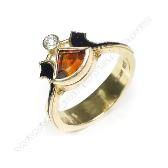 A bespoke 'Williams' 18ct yellow gold diamond and citrine ring