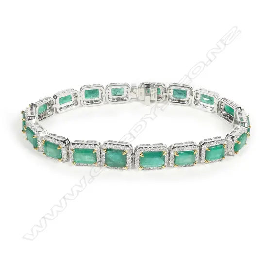 A platinum emerald and diamond bracelet
