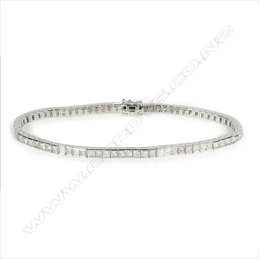 A 18ct. white gold and diamond tennis bracelet Image 1++