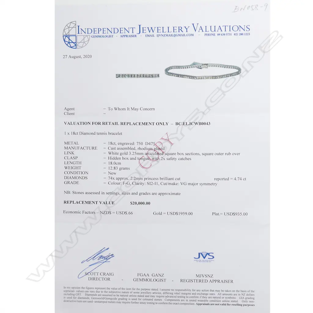 A 18ct. white gold and diamond tennis bracelet Image 1++