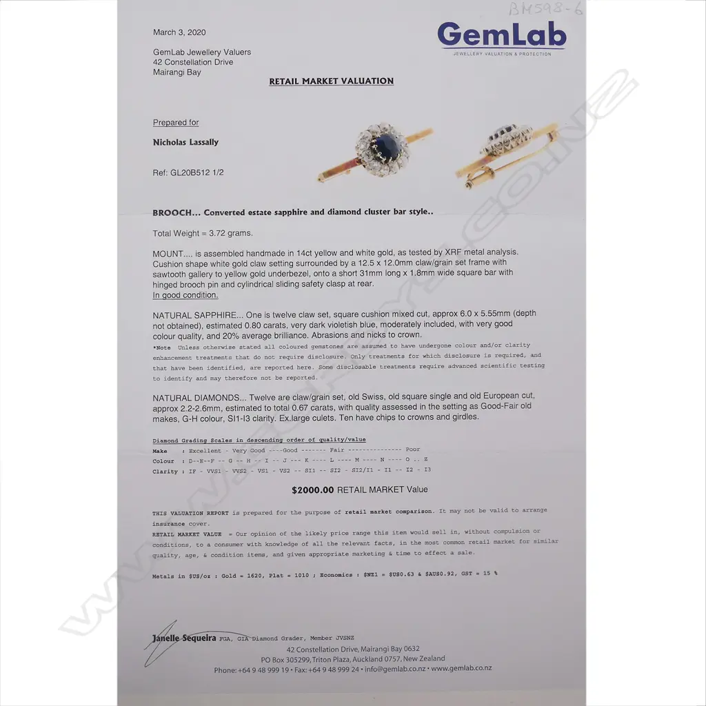 A 14ct gold sapphire and diamond brooch Image 1++