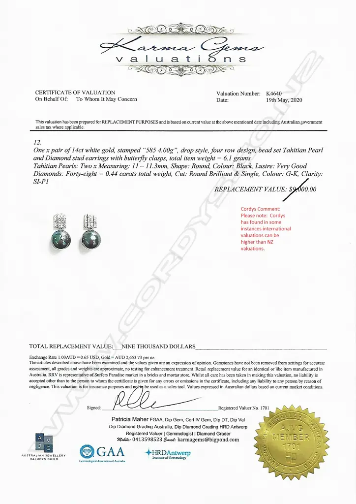 A pair of 14ct white gold pearl and diamond earrings Image 1++