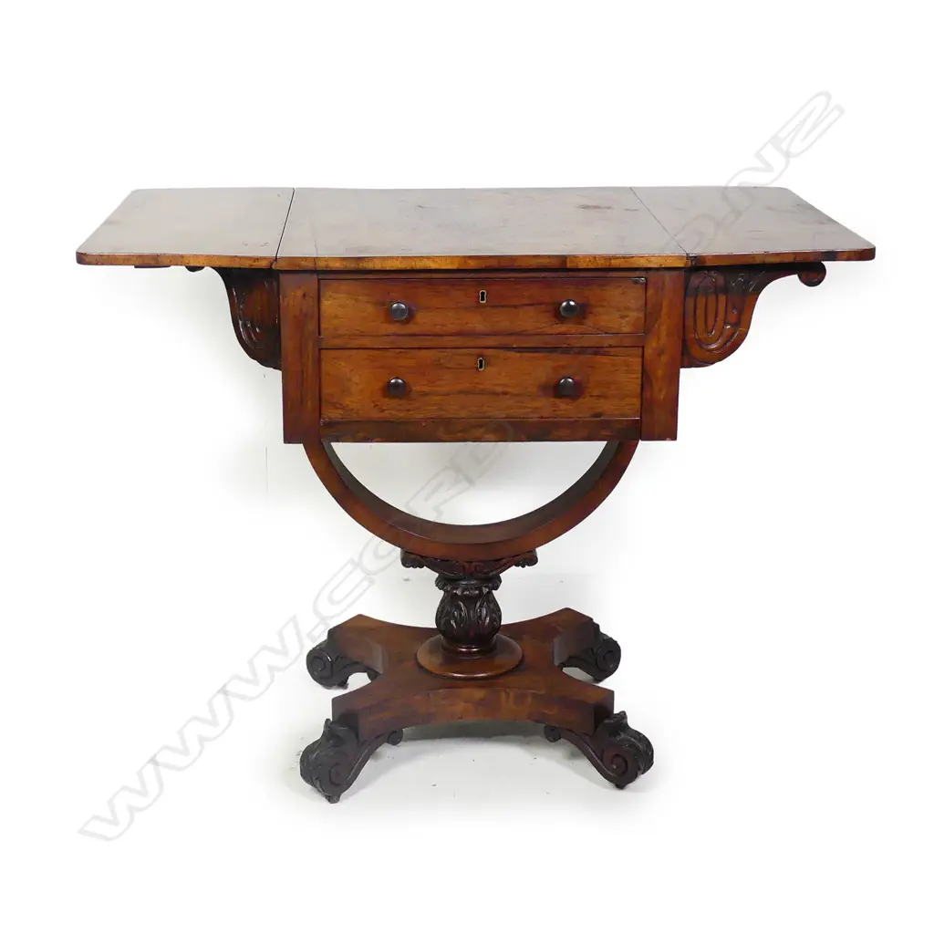 A Regency mahogany dropside worktable Image 1++