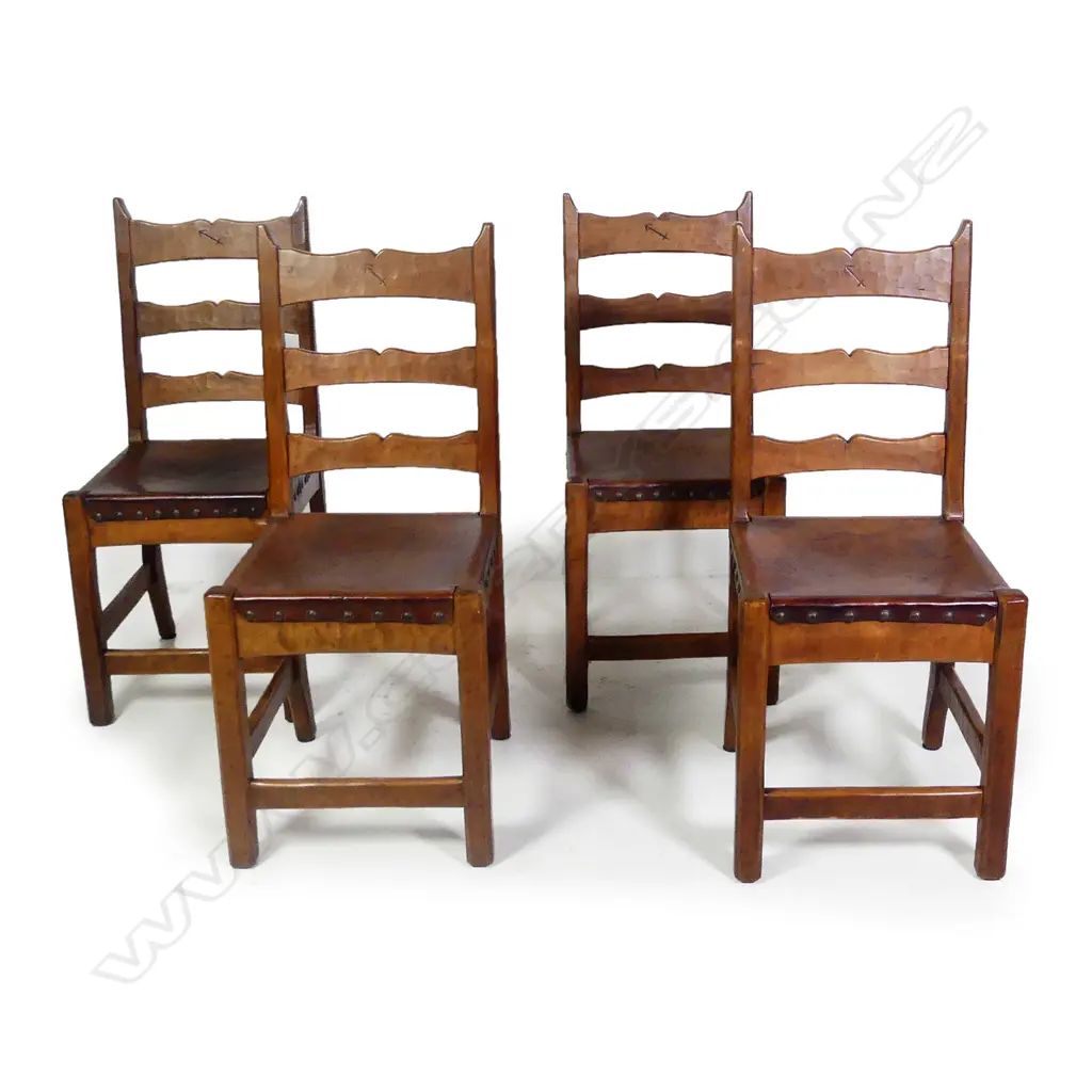 A set of four vintage Chapman-Taylor rimu dining chairs Image 1++