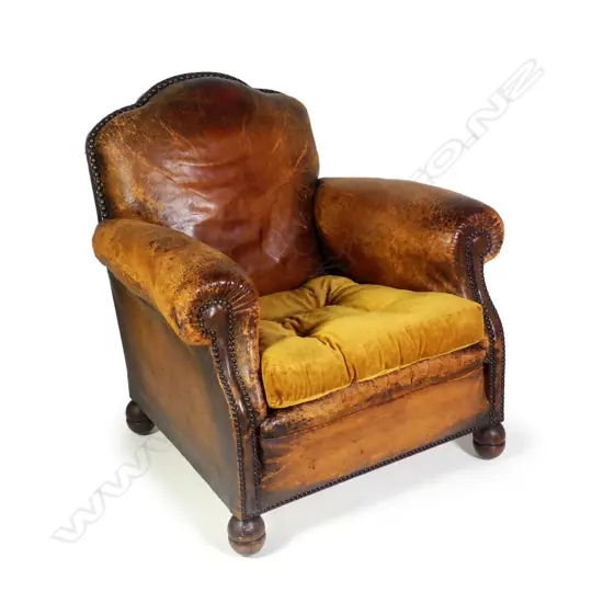 A vintage leather club chair