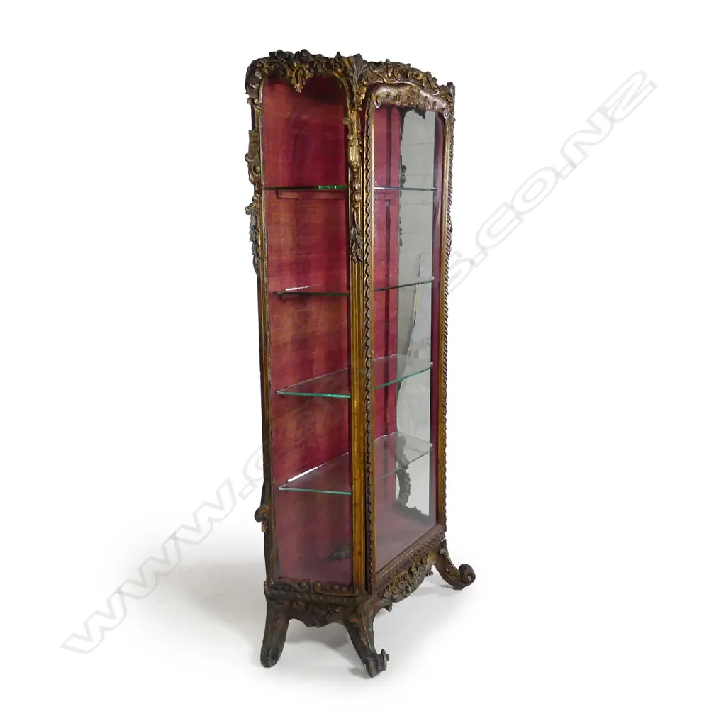 A 19thC French carved gilt framed tall vitrine Image 1++