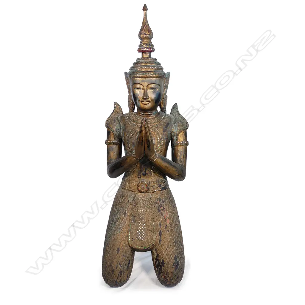 An antique life size wooden Buddha Image 1++