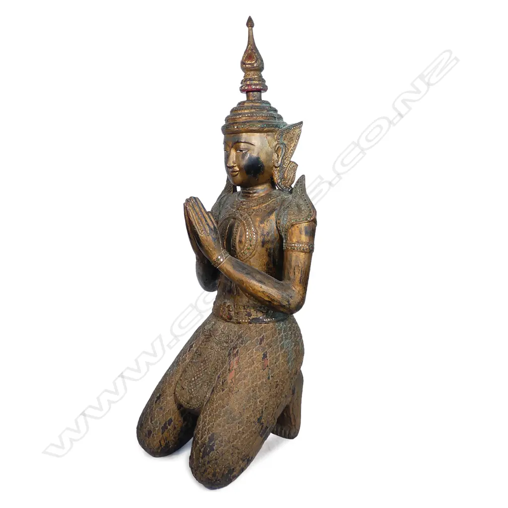 An antique life size wooden Buddha Image 1++