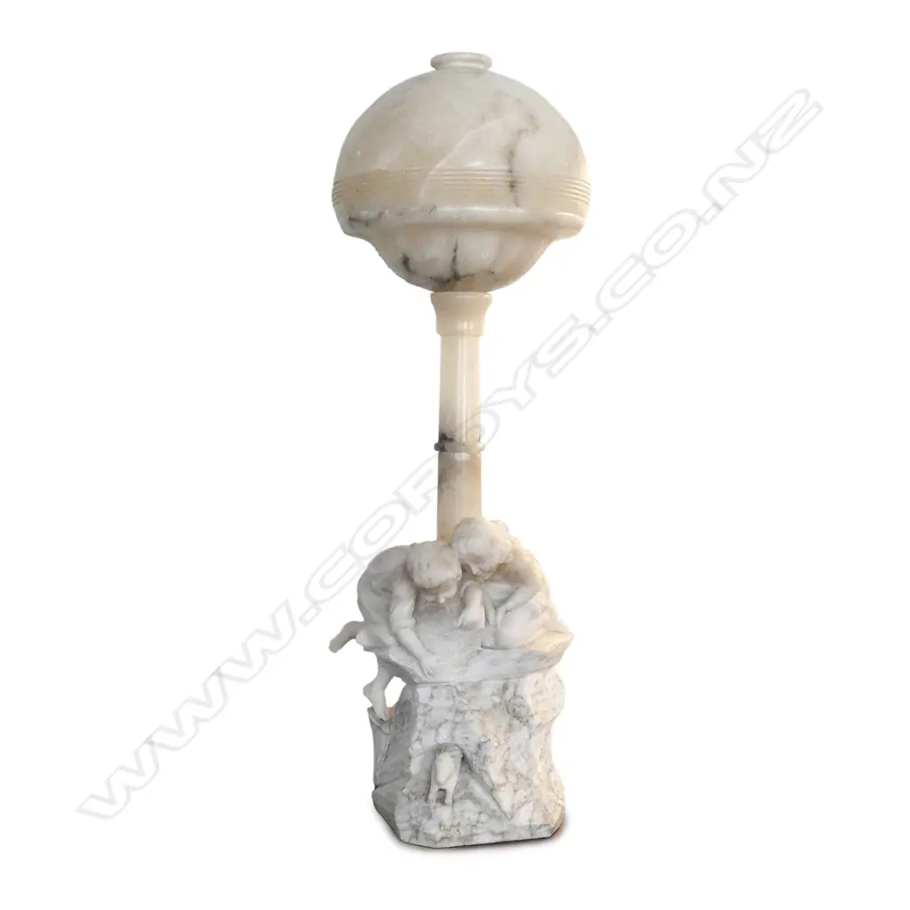 An Art Deco marble and alabaster table lamp Image 1++