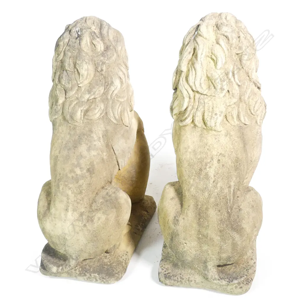 A pair of classical Church Stone seated ‘Westcott Lions’ Image 1++