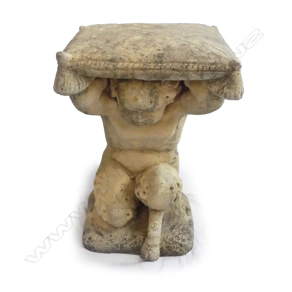 A classical Church Stone cherub garden seat Image 1++
