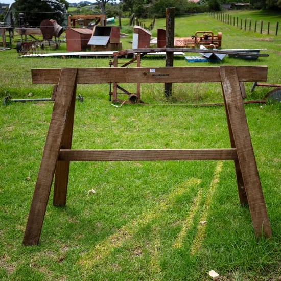 Nine wooden horses for harness,