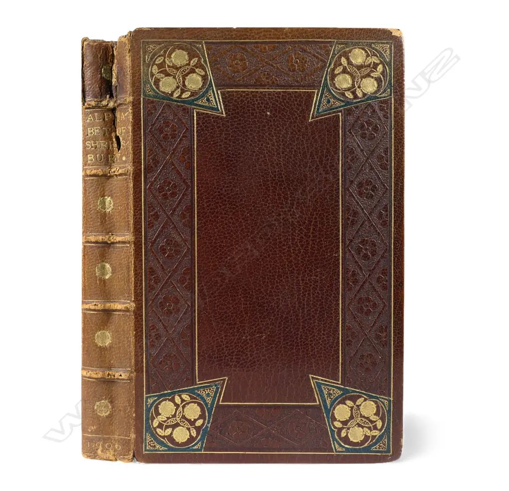 1896 decorated leather bound hand illustrated and written book 'Ye Olde Alphabet of Shrewsbury', Image 1++