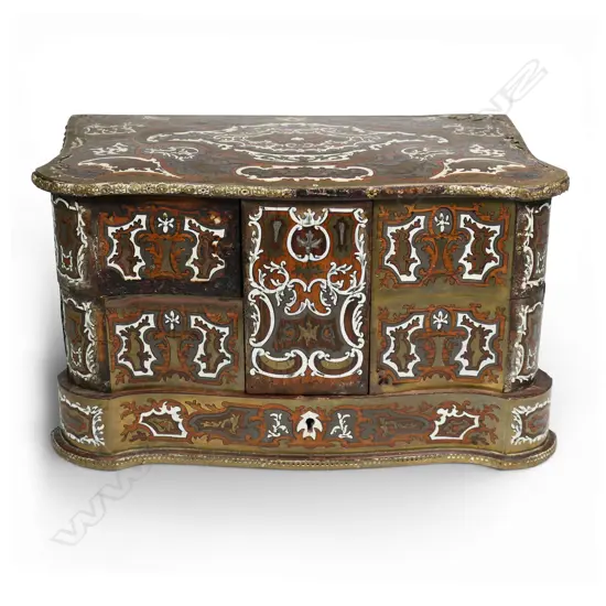 A 19thC boulle style fancy serpentine jewel box,