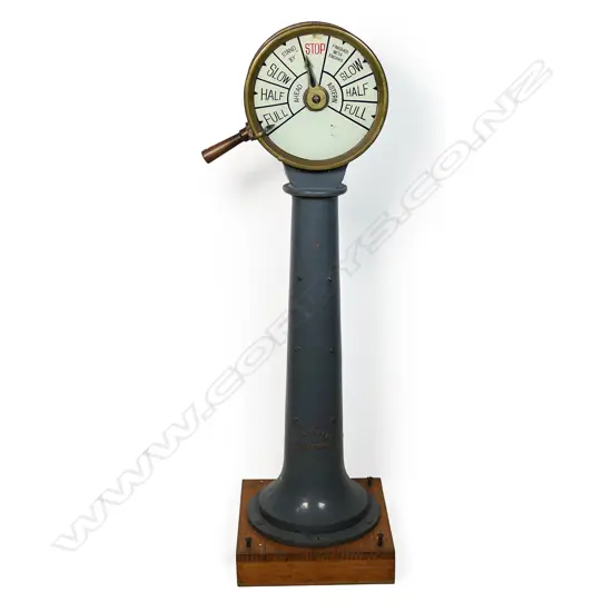 Antique Chadburn's of Liverpool ship's brass telegraph on stand,