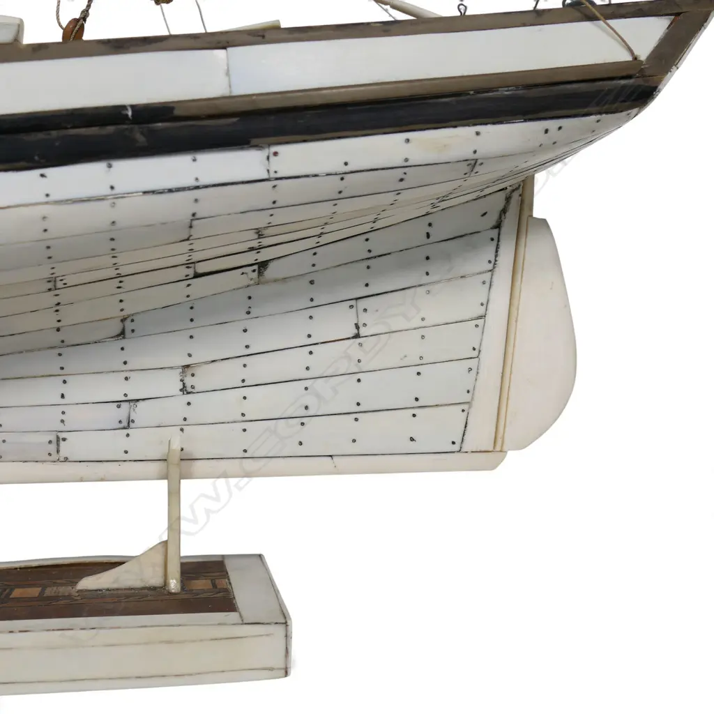 A 19thC carved ivory and bone model of an 'American Cutter', Image 1++