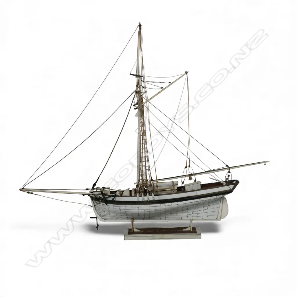 A 19thC carved ivory and bone model of an 'American Cutter', Image 1++