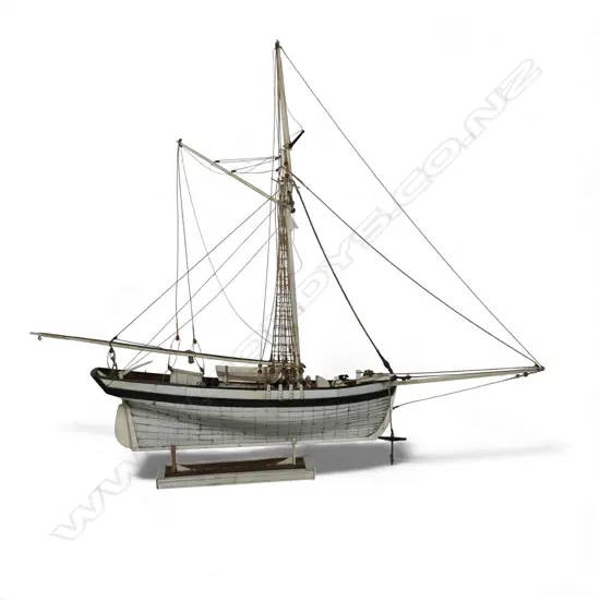 A 19thC carved ivory and bone model of an 'American Cutter',