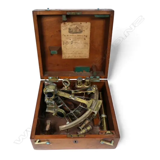 A Victorian brass sextant by Henry b Hughes and Sons,