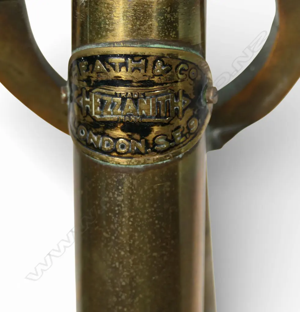 An early 20thC Heath & Co 'Hezzanith' London brass ship's gimbal stick barometer, Image 1++