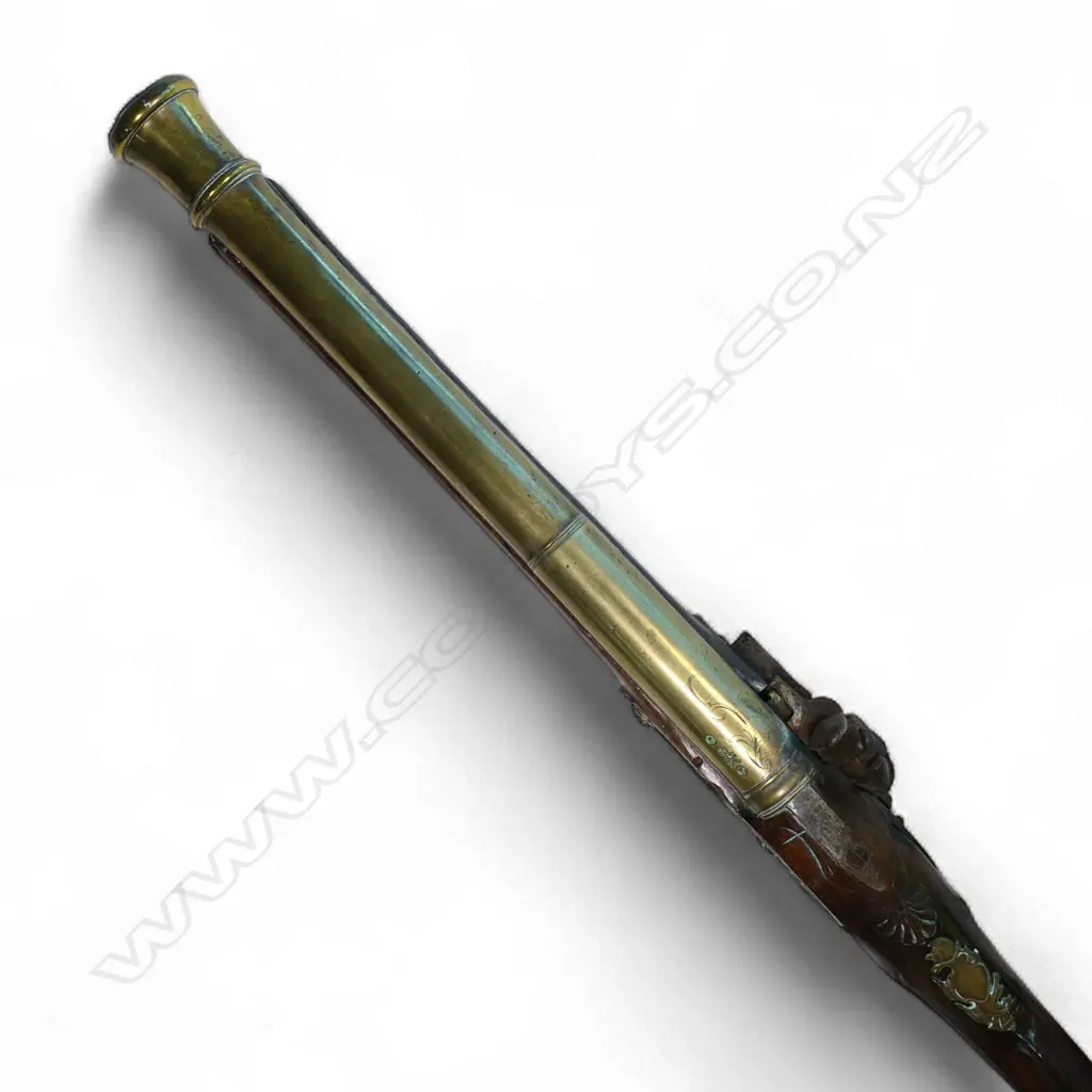 A good late 18thC sea service brass barreled flintlock blunderbuss, Image 1++